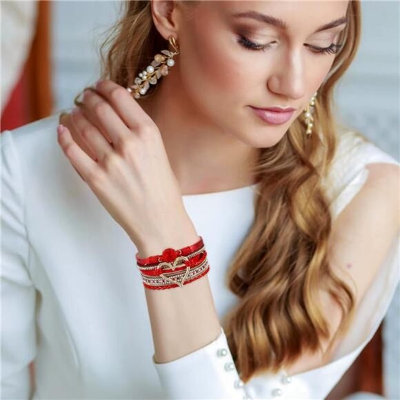 Leopard Leather Wrap Bracelet Women Multi Layer Pearl Crystal Cuff Jewelry Gift - Picture 3 of 7